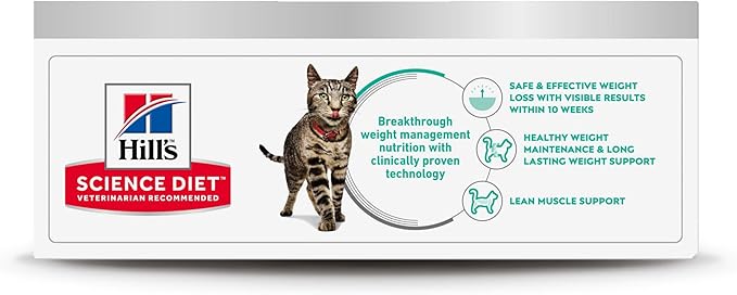 Hill's Science Diet Adult Perfect Weight Wet Cat Food Variety Pack, Vegetable & Chicken and Liver & Chicken, 2.9 oz. Cans, 12-Pack