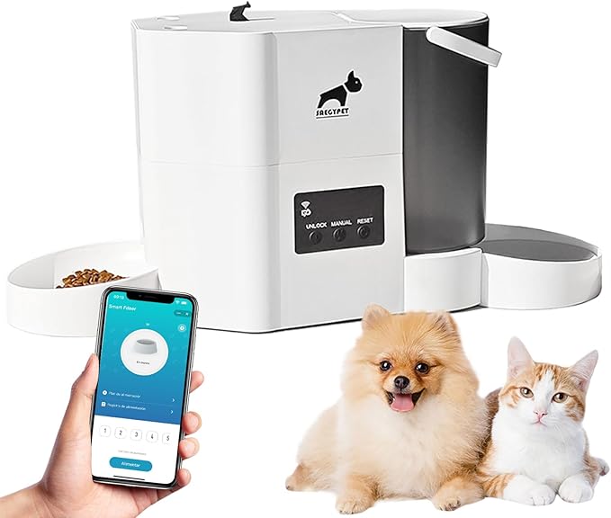 Automatic Cat Feeder 5G/2.4GHz WiFi Feeder and Waterer 2-in-1 Set for Pets, Pet Feeder up to 10Meals per Day, App-Controlled, 3L Food Tank & 2L Water Tank for Cats and Small Dogs