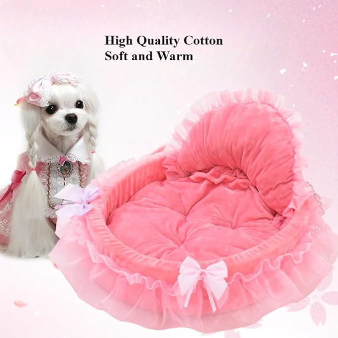 Washable Princess Pet Bed for Small Medium Dogs & Cats - Soft Plush Warm Cave Sofa Cushion, Cozy Snuggle Nest Mat, Cute Comfy Kennel Pad(20.87''X18.9''X20.87'',Gray)