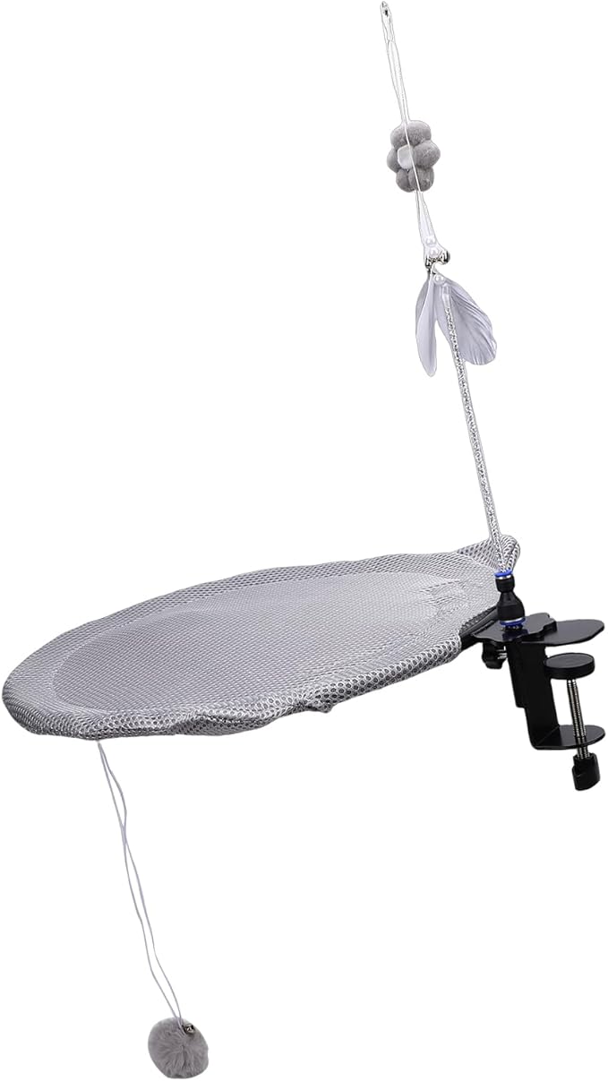 Fabater Cat Desk Bed, Space Saving Adjustable Breathable Mesh Cat Hammock, Desk Bed with Removable Washable for Desktops Indoor Cats Kitten Furniture