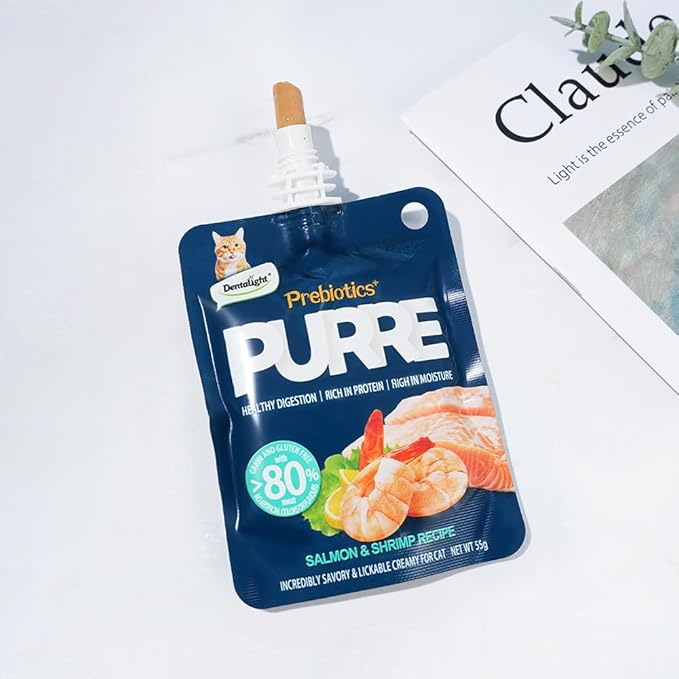 Prebiotics Purre Lickable Wet Cat Treat, Tuna & Crab Recipe, High in Probiotics, Calcium and Fish Oil, No Additives, (55gx2, Tuna & Crab)