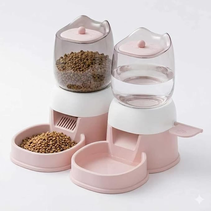 Cat Food Dispenser, Cat Feeder, Cat Feeder and Water Dispenser Automatic Pet Food Dispenser (2s)