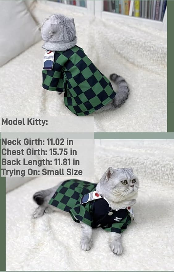Selena Cute Cat Costumes Cartoon Japanese Anime Cosplay Dog Clothes Kawaii Cute Puppy Kitten Pet Apparel (Medium,Green)