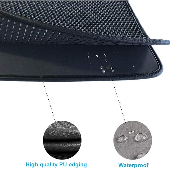 Cat Litter Mat Kitty Litter Trapping Mat Honeycomb Mats Waterproof Double Layer Anti Tracking Kitty Mats Catcher Litter Tray Box Rug Carpet (19.7'' x 15.7'', black)