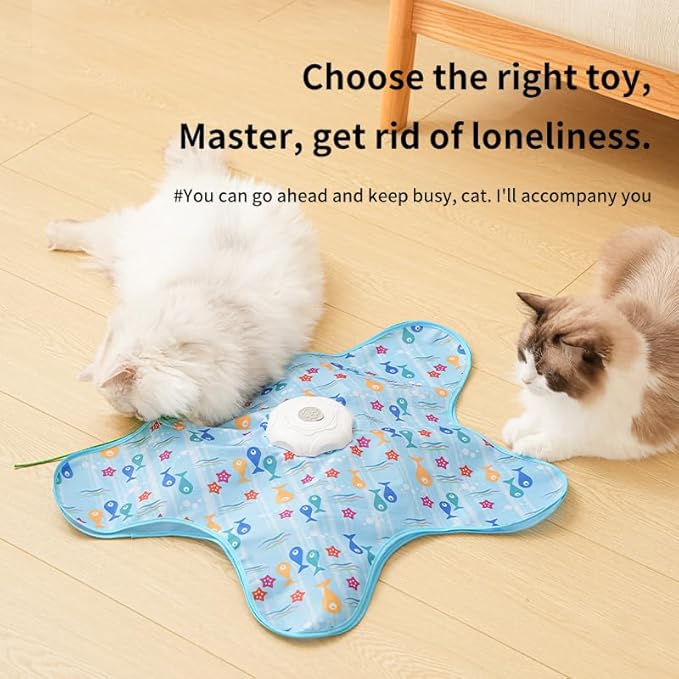 Rechargeable Automatic Cat Toy, 3-Mode Touch-Activated Interactive Toy with Random Motion, Concealed Feather & Squeaky Sound for Indoor Cats & Kittens (Yellow)
