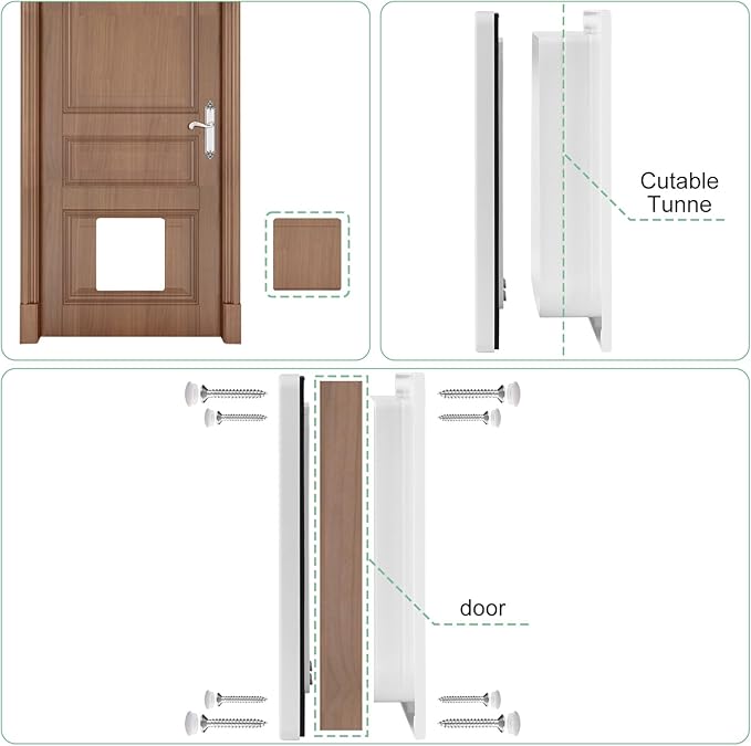 Cat Door- 4-Way Locking Option, Weatherproof & Secure Cat Flap with Easy Installation Kit for Interior/Exterior Doors and Walls (XL)