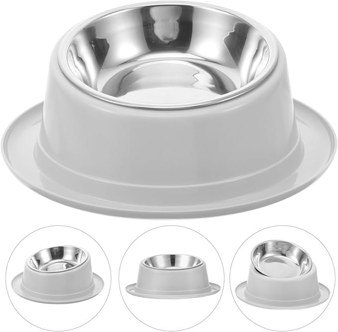 BESPORTBLE 2pcs Non-Slip Stainless Steel Pet Food Bowl for Dogs and Cats Grey Easy to Durable Design for Home Decor Stable Feeding