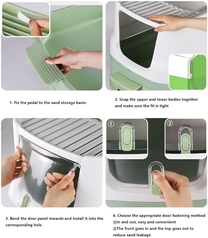 Pet Supplies, Enclosed Top-Entry Cat Litter Box with Lid & Scoop, Large Anti-Splash Drawer Design