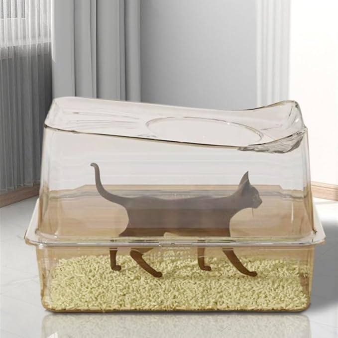 Pet Supplies, Stainless Steel Top Entry Cat Litter Box with Lid & Scoop(White)