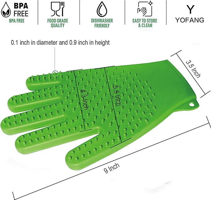 YOFANG Double-Side Pet Grooming Gloves for Cats & Dogs, Silicone Pet Hair Removal Glove for Bathing, Shedding & Massage, Gentle Cat & Dog Grooming Glove for Long & Short Hair Pets