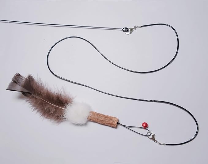 Replacement Strings for Cat Wand Toy - 4 PCS - 2 Nylon Wire and 2 Reinforced Weaving String - Kitten Wand Toy Refill Wires with Lobster Clasps for Lures, Cat Stick