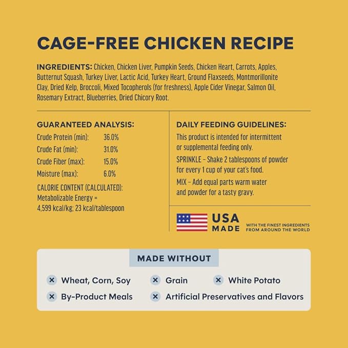 Instinct Raw Boost Shakers, Freeze-Dried Powder, Cat Food Topper - Chicken, 5.5 oz. Bottle
