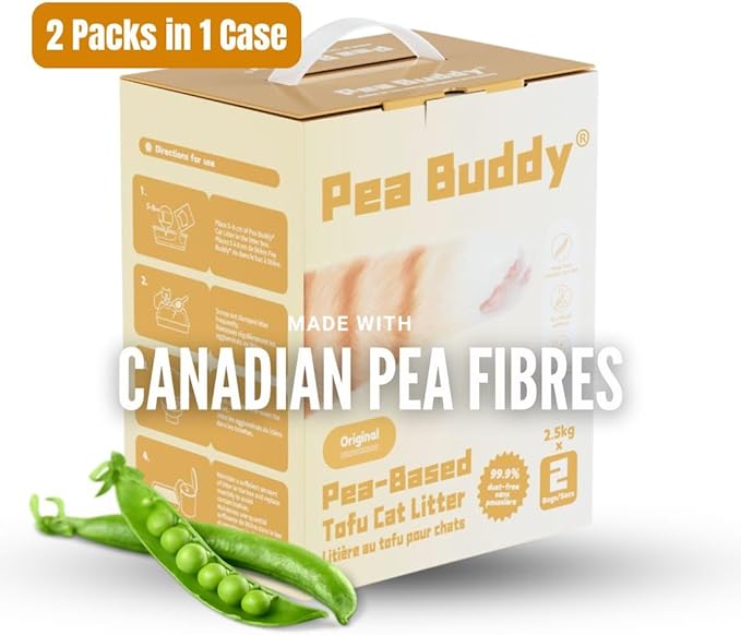 Pea Based Tofu Cat Litter, Dust Free Cat Litter, Low Tracking, and Natural Odor Control, Flushable (2 Bags, Original (Fragrance-Free))