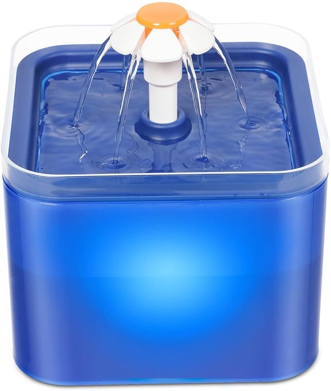 2L Cat Water Fountain,Pet Automatic Drinking Dispenser Watering Supplies, Ultra Silent Drinking Dispenser Bowl with LED Light, for Cats and Small Dogs,D