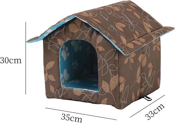 Outdoor Cats Warm House, Waterproof Washable Winter Warm Pet Supplies Furniture Bed Cave Foldable Stray Cats Shelter Pet House Kennel Square S Brown