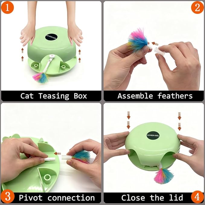 Interactive Whack-a-Mole Cat Toy — Automatic Mushroom Feather Pop-Up Play Toy for Cats, Cognitive Stimulation & Exercise, Durable Pet Entertaining Game (Green)