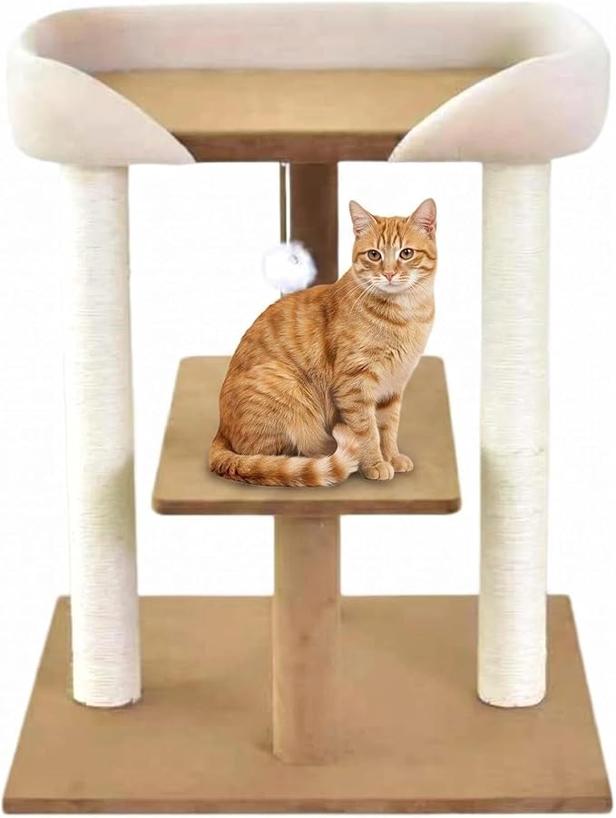 SHENGOCASE Modern Wooden Cat Tree Tower with Extra Large Platform, Perch Sofa Couch Bed for Maine Coon, Window View Design for Multiple Cats