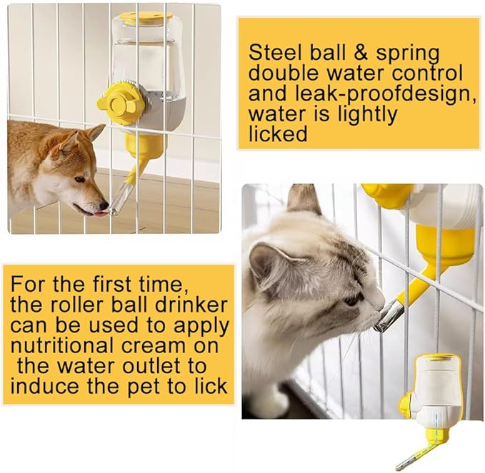 Pet Dog Cat Hanging Automatic Feeders Drinking Bowls, Auto Gravity Rabbits Feeder No Drip Water Set, Cage Pet Feeding Bowls Dispenser for Cats Dogs Puppy, Rabbit (Geen)