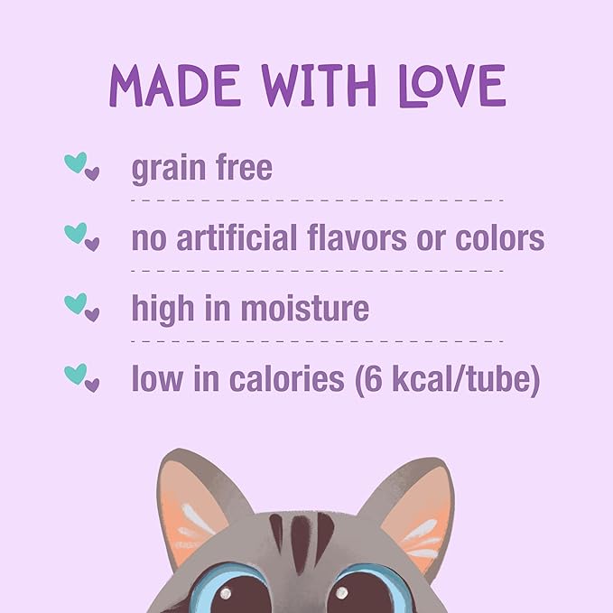 LOVE, NALA Digestive Health Chicken + Prebiotic Mousse Cat Treats – Lickable Squeeze-Up Puree, Topper or Treat – Grain-Free, 24 Pack – Human-Grade Protein, Non-GMO, No Artificial Additives