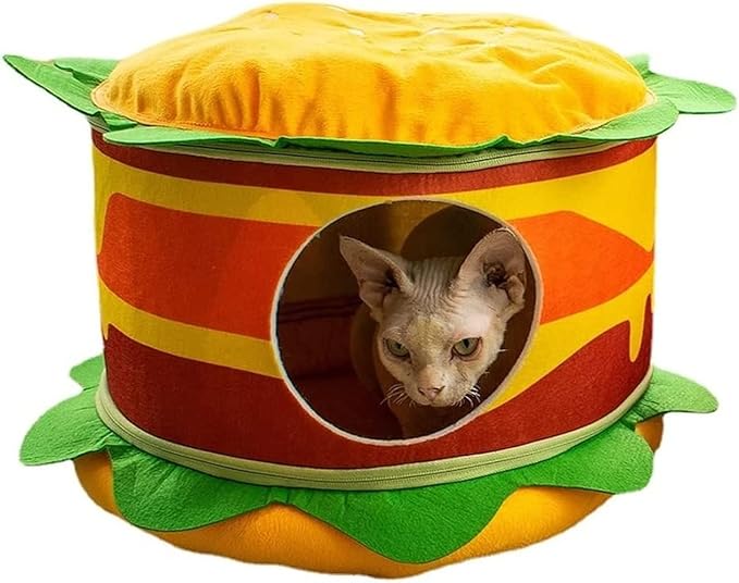Cat Nest Burger French Fries Shape House Convertible Cat & Dog Nest, Easy to Clean