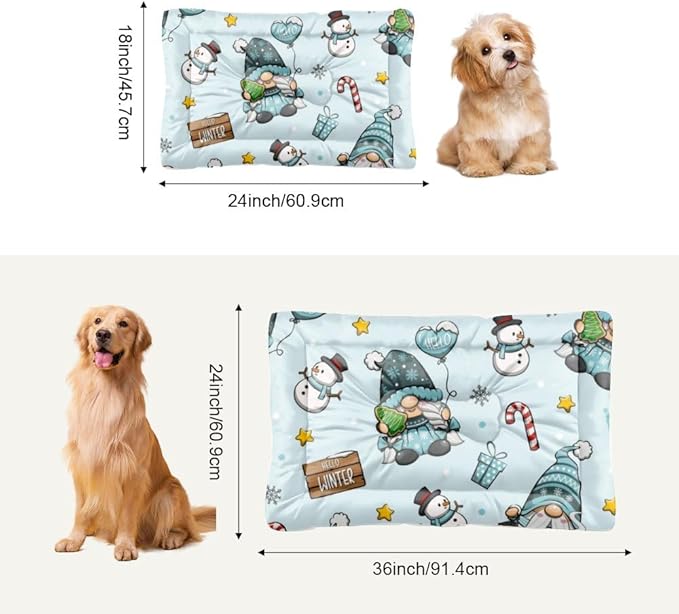 Festive Winter Pattern Print Pet Bed Mat Easy to Clean Dog Bed Mat for Dog Crate Warm Non- Slip Bottom Pet Supplies for Dogs Multi- Scenario Crate Gift Printed Cat 24× 18 Inch