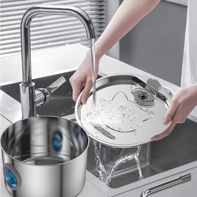 Cat Water Fountain Stainless Steel Battery Operated Pet Fountain Rechargeable Water Dispenser for Cats LED Water Level Window Ideal for Cats Dogs Multi-Pet Home