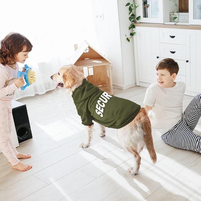 Security Dog Hoodie - Soft & Warm Dog Sweater with Leash Hole Design for Dog Cat,Dog Clothes Pullover Hoodies for Christmas, Holidays and Daily Wear (Green (Security), Large)