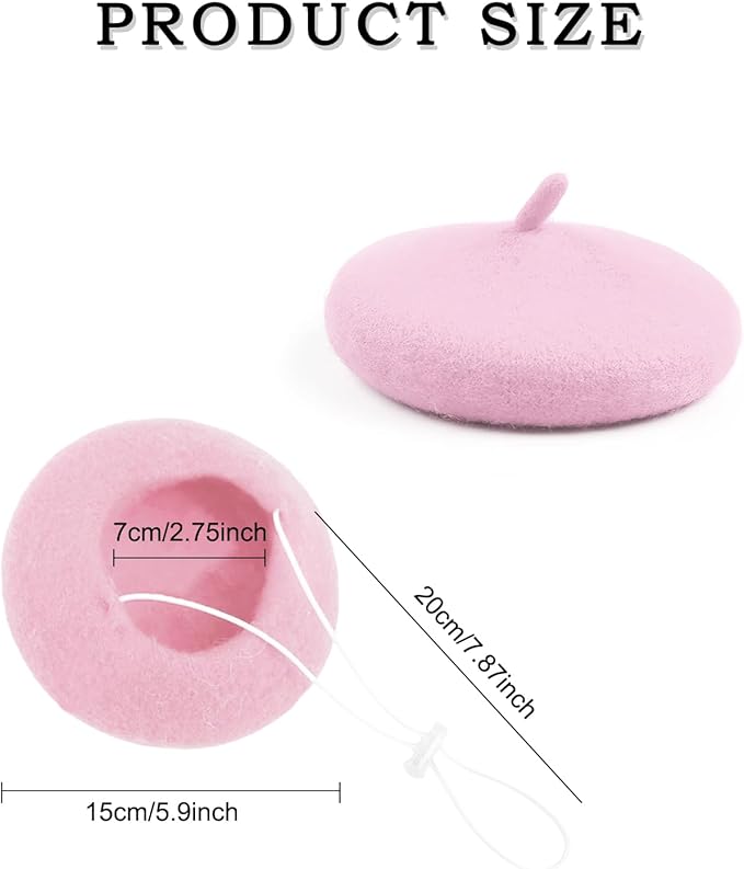 Pet Cat Dog Beret Hat Funny Artist Wool Beret Hat Pet Headwear Fashion Accessories for Winter Birthday Party (Pink)