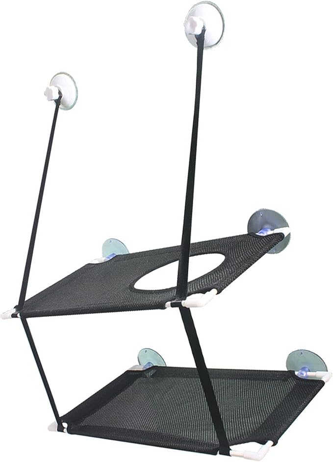 Cat Window Perch Double Layer Suction Cup Cat Hammock Cat Window Hammock Bed Cat Furniture Cat Shelf for Indoor Cats Sunbathing and Viewing(Black)