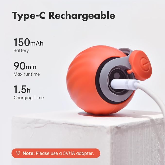 Petgravity Speedy Sprint Cat Toy Ball, 2026 Upgraded Interactive Cat Toys for Indoor Cats Exercise, 2 Speeds Rechargeable Smart Moving Ball for All Breeds with 2 Detachable Tails, Orange