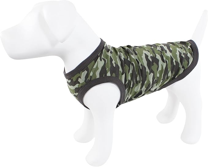 Luvable Friends Dog Pet Dog and Cats Cotton T-Shirts 2pk, Banana Camo, Small