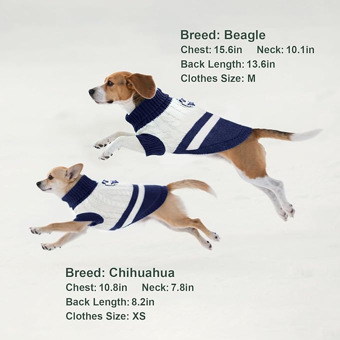 Dog Sweater Knitted for Small to Large Dogs Boy Girl, Classic Turtleneck Dog Christmas Sweaters, Warm & Soft Pet Clothes for Winter (Love Blue, M)