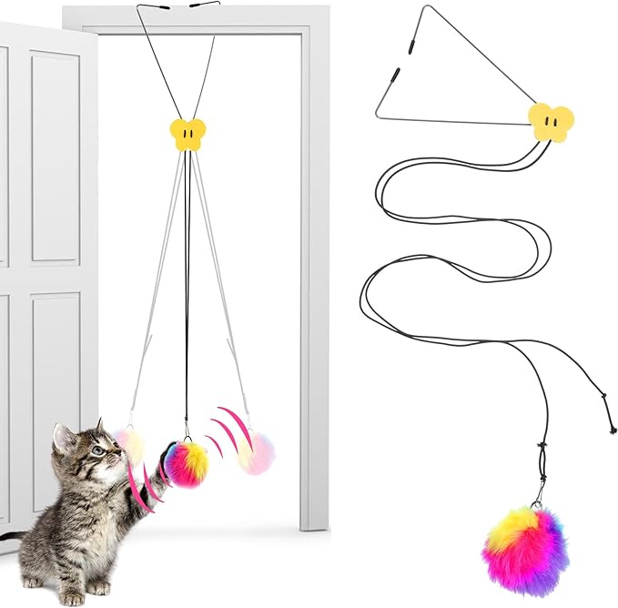 Cat Door Toy Interactive Cat Toys Door Hanging Cats Toys Cat Teaser Toy for Indoor Cats Kitten Exercise Self Play Toy Make Fun Excecise