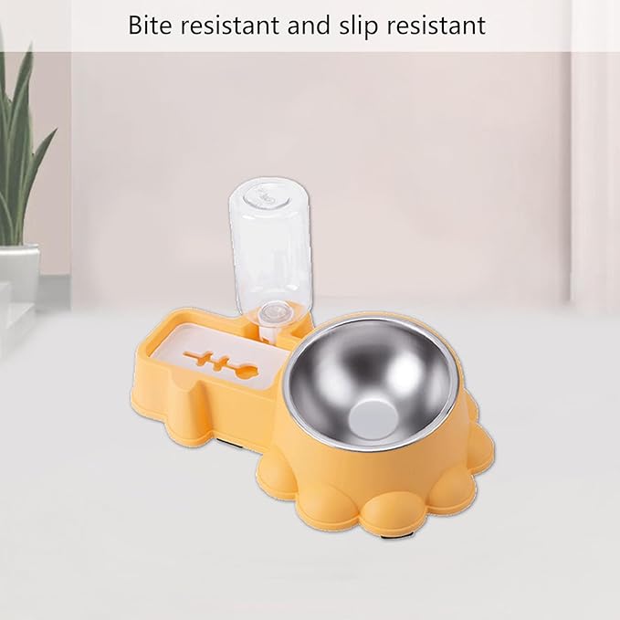 Dog Feeding Double Bowl Elevated Cats Food for Cats Dog with Automatic Water Bottle Pet Dry Food Watering Supply NonSpill Cats Dog Bowl