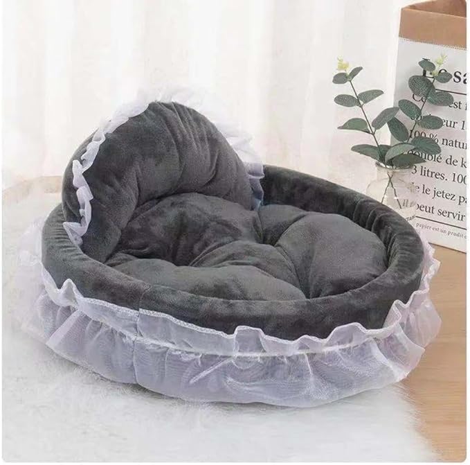 Washable Princess Pet Bed for Small Medium Dogs & Cats - Soft Plush Warm Cave Sofa Cushion, Cozy Snuggle Nest Mat, Cute Comfy Kennel Pad(18.9''X16.54''X18.9'',Blue)