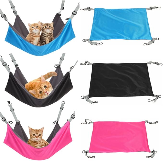 POPETPOP Creative Cat Hammock Warm Dual-Sided Sleeping Bed for Kittens Space-Saving Design Rosy for Indoor Play and Napping