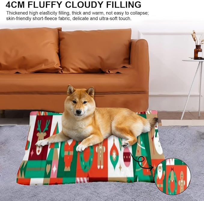 Vintage Holiday Collage Dog Sleeping Pad Cat Warming Pad Dog Bed for Backseat Pet Bed Mat Non- Slip Bottom Room Furniture Multi- Scenario Crate Pads Gift Printed 36× 24 Inch
