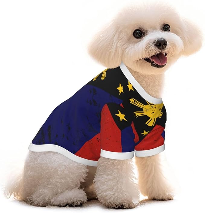 Filipino Vintage Philippines Flag Dog Shirt Pet Cotton T-Shirt Soft Breathable Dog Clothes Stretchy Puppy Outfit Doggy Tank Top Funny Outdoor Apparel for Small Medium Dogs Cats Pink Small