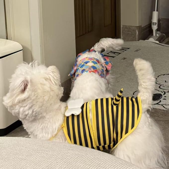 Funny Doggie Swimwear Bikini Summer Dog Clothes Beach Swimsuit Puppy Bathing Suit Puppy Vest Cooling Dog Shirts for Small Dogs, Cat Apparel (Medium, Yellow Bee)