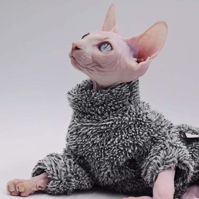 Hairless Cat Clothes Fleece Soft Warm Winter cat Clothes for Sphynx Cats, Devon Rex Cats, Konis Cats (Small)