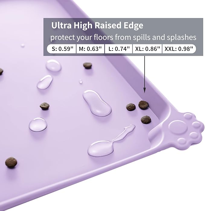 Reopet Waterproof Pet Feeding Mat, Non-Slip Silicone Placemats for Dog Cat Food and Water Bowl, High Raised Edges to Prevent Spills and Protect Floors