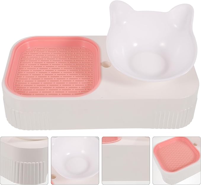 VANZACK Cat Grass Feeder Bowl with Water Container, Multi-Function Hydroponic Catnip Planting Box, Protective Pet Feeder for Indoor Cats, Pink Integrated Feeding and Watering Supply