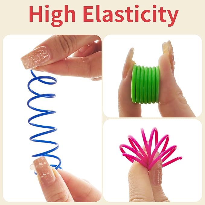 40Pcs 10 Colors Cat Spring Toys Cat Spiral Springs Cats Interactive Toys Kittens Toy Plastic Coil for Indoor Cats Swatting Self-Play Biting Hunting