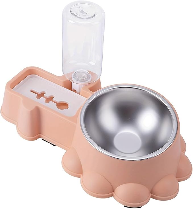 Practical Pet Double Bowl Dry Food Bowl Automatic Watering Bowl Food Bowl for Cats Feeding Dog Dish Watering Supply
