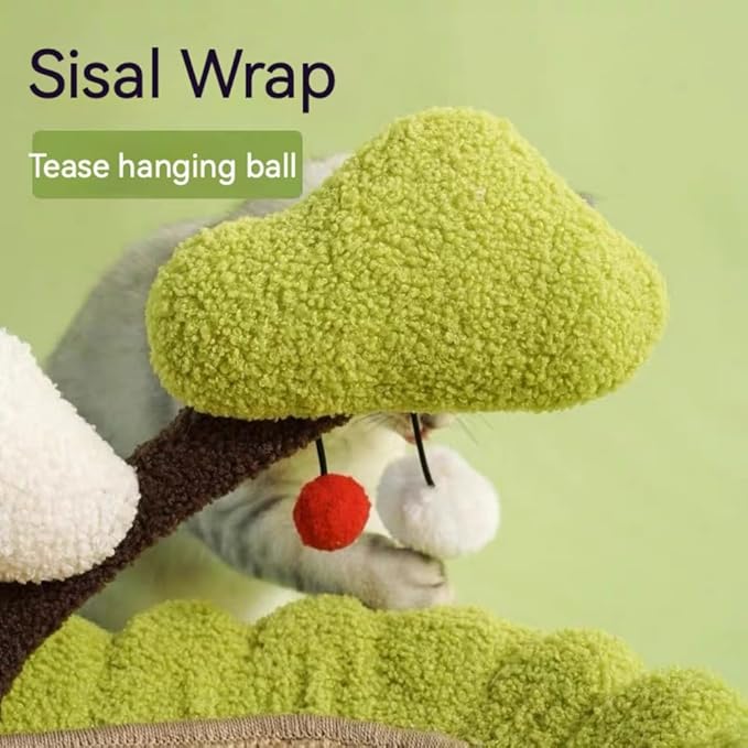 Cat Scratcher - Durable Non-Shedding Sisal Cat Bed with Climbing Frame and Toy, All-in-One Cat Furniture for Scratching and Sleeping (Money Tree)