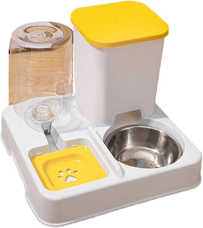 Dog Double Bowl Feeder Automatic Cats Food Container and Water Dispenser for Dog Daily Feeding Watering Supply Feeder for Food Dispenser