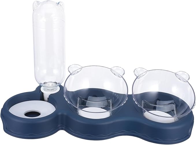 Abaodam Cat Food and Water Bowl Multi-Function Automatic Feeder and Dispenser for Cats and Dogs Elevated Design Dual Bowls Integrated Hydration for Indoor Pets