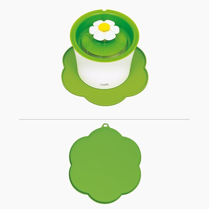 Catit Flower Shape Cat Placemat, Green, diameter 11.8in