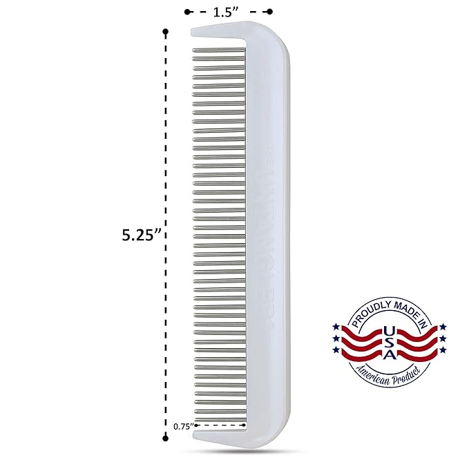 Cat Comb with Silky Smooth Rotating Teeth - Clears Mats Gently (5" Ultra Fine Teeth; 7" Dual Teeth) (White, 5")