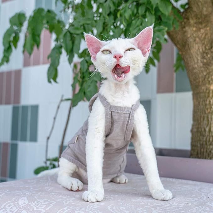 Hairless Cats Solid Cotton Camisole, Breathable Summer Tank Tops for Sphynx, Cornish Rex, Devon Rex, Peterbald, Cat Wear Hairless Cat Clothes Soft Skin-Friendly Cats Apparel Assorted Colors and Sizes